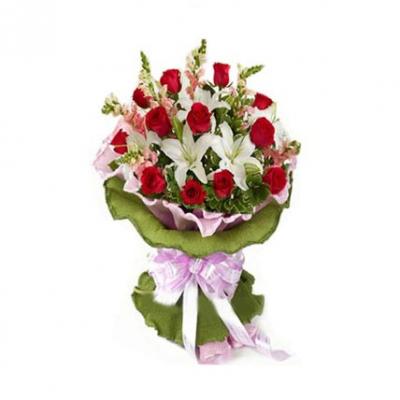 White Lilies & Red Roses 