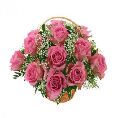 Pink Roses Basket