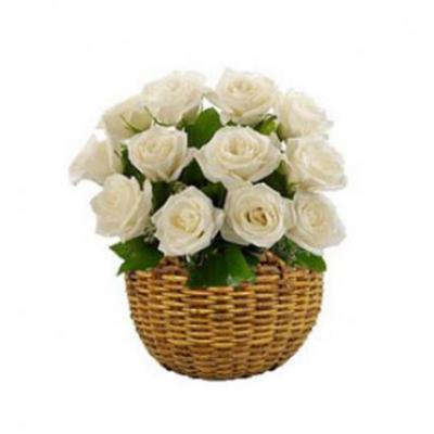 White Roses Basket