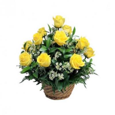 Yellow Roses Basket