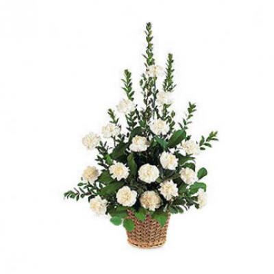 White Carnation Basket