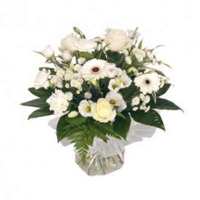 White Mixed Flowers Vase