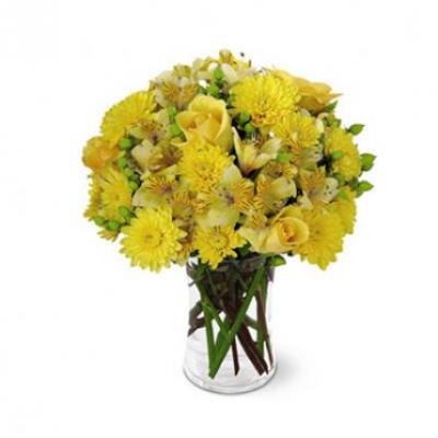 Yellow Mixed Flower Vase
