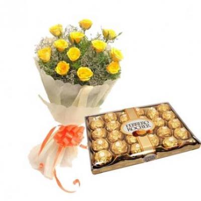 Ferrero Rocher With Yellow Roses