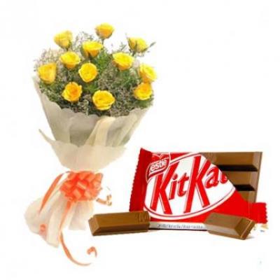 Yellow Roses With Kitkat Yellow Roses With Kitkat