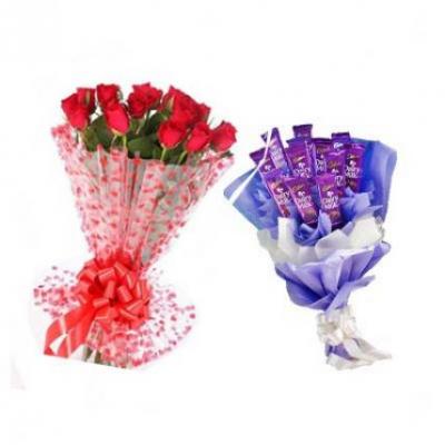 Red Roses With Dairy Milk Bouquet