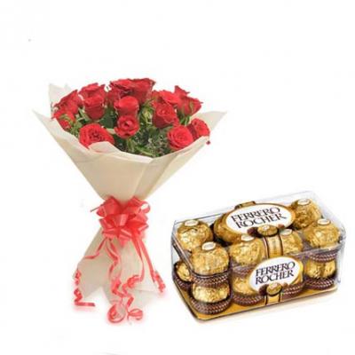 Red Roses With Ferrero Rocher