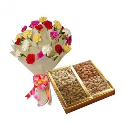 Carnations With Dry Fruits Carnations With Dry Fruits