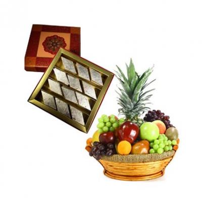 Fresh Fruits With Kaju Burfi