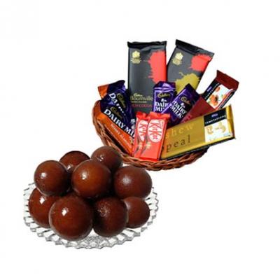 Gulab Jamun With Chocolates Basket