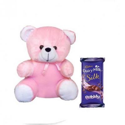 Teddy With Cadbury Silk Bubbly