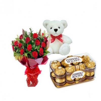 Roses, Teddy With Ferrero 