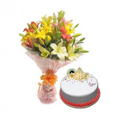 Mix Lilies With Vanilla Cake