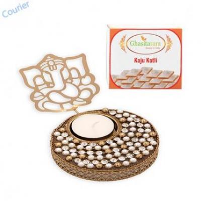 Shadow Ganesha T-Lite With  Kaju Katli