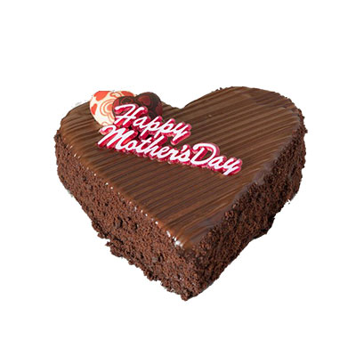 Happy Mothers Day Heart Shape Chocolate Cake