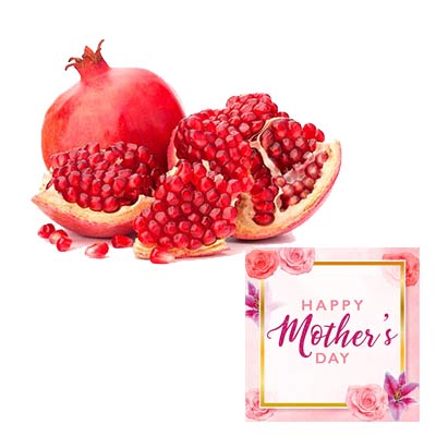 Fresh Pomegranates With Mothers Day Card