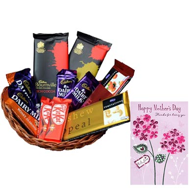 Basket Of Indian Chocolates With Mothers Day Card