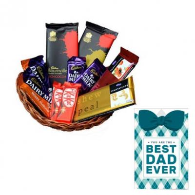 Basket Of Indian Chocolates With Fathers Day Card