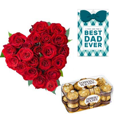 Roses Heart and Ferrero Rocher With Fathers Day Card Roses Heart and Ferrero Rocher With Fathers Day Card