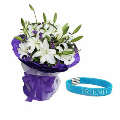 White Lilies With Friendship Band