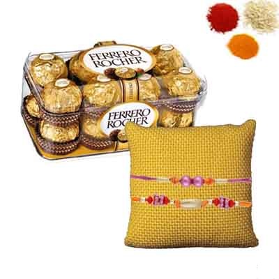 Rakhi Set with 16 Pcs Ferrero Rocher Chocolate