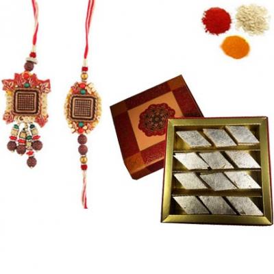 Bhai Bhabhi Rakhi with Kaju Burfi Bhai Bhabhi Rakhi with Kaju Burfi