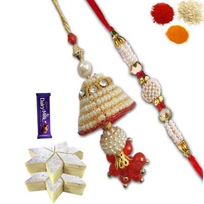 Bhai Bhabhi Rakhi with Kaju Burfi and Chocolate Bhai Bhabhi Rakhi with Kaju Burfi and Chocolate