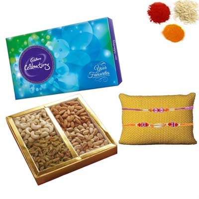 Rakhi with Chocolates and Dry Fruits