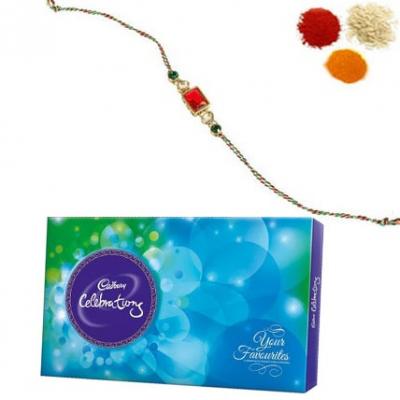 Stone Rakhi with Cadbury Celebration