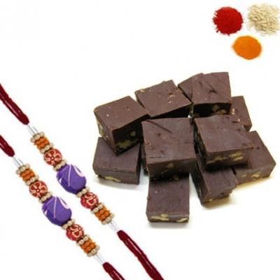 Rakhi with Chocolate Burfi