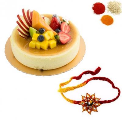 Rakhi with Fresh Fruit Cake Rakhi with Fresh Fruit Cake