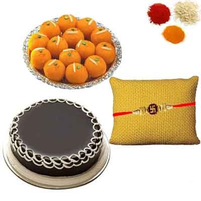 Rakhi with Cake and Ladoo