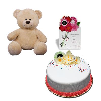Teddy with Cake and Greeting Card Teddy with Cake and Greeting Card