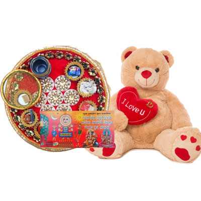 Karwa Chauth Thali with Teddy bear Karwa Chauth Thali with Teddy bear