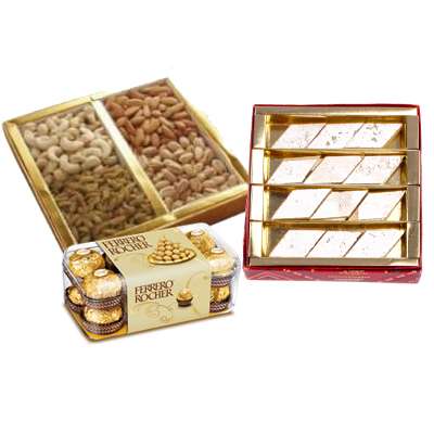 Mixed Dry Fruits with Kaju Katli & Ferrero Rocher