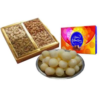 Mixed Dry Fruits with Rasgulla & Celebration Mixed Dry Fruits with Rasgulla & Celebration