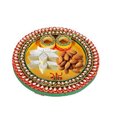 Diwali Thali with Almonds & Kaju Katli Diwali Thali with Almonds & Kaju Katli
