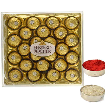 Ferrero Rocher with Roli Chawal Ferrero Rocher with Roli Chawal