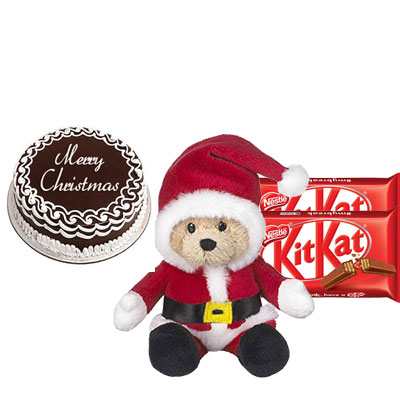 Christmas Cake with Santa Claus & Kitkat Christmas Cake with Santa Claus & Kitkat