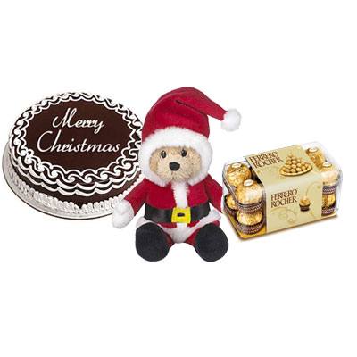 Christmas Chocolate Cake with Santa Claus & Ferrero rocher