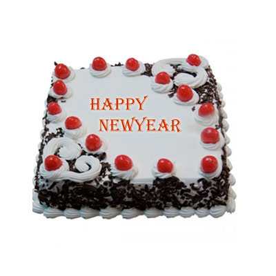 New Year Black Forest Square Cake