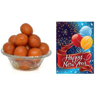 Gulab Jamun with New Year Card