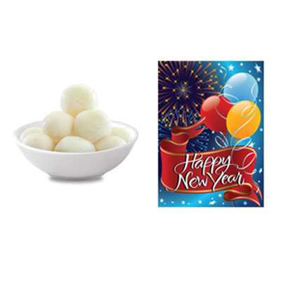 Rasgulla with New Year Card Rasgulla with New Year Card