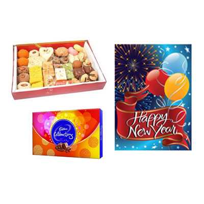 Mixed Sweets with New Year Card & Celebration Mixed Sweets with New Year Card & Celebration