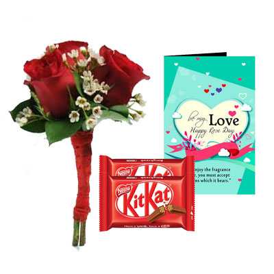 Bouquet, Kitkat & Rose Day Greeting Card Bouquet, Kitkat & Rose Day Greeting Card