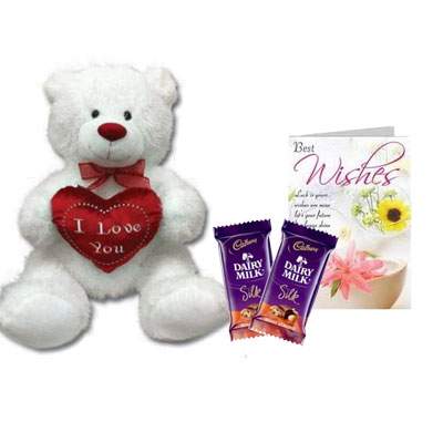 30 Inch Teddy with Silk & Card