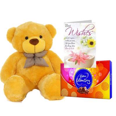 36 Inch Teddy with Celebration & Card