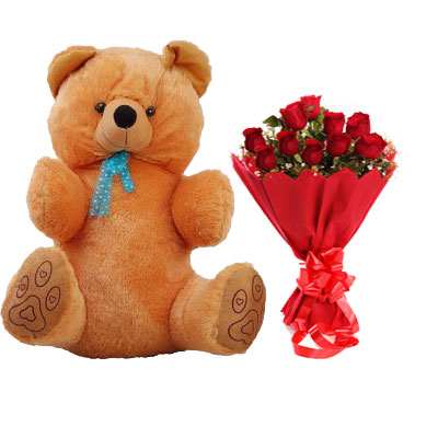 40 Inch Teddy with Bouquet