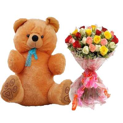 40 Inch Teddy with Mix Bouquet