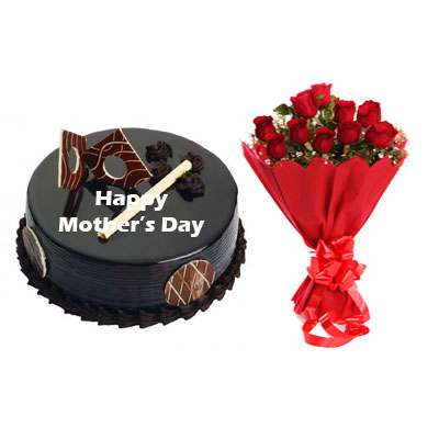 Mothers Day Chocolate Royal Cake & Bouquet Mothers Day Chocolate Royal Cake & Bouquet